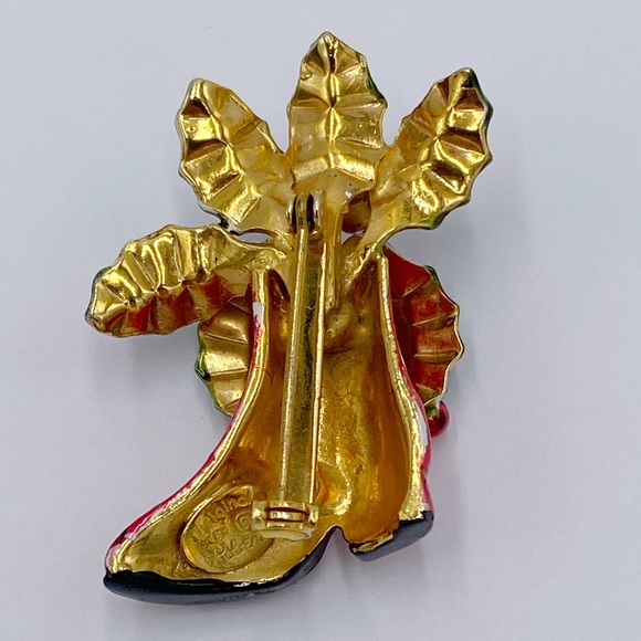Originals by Robert Enamel Victorian Christmas Boot / Stocking Brooch / Pin - Picture 6 of 10